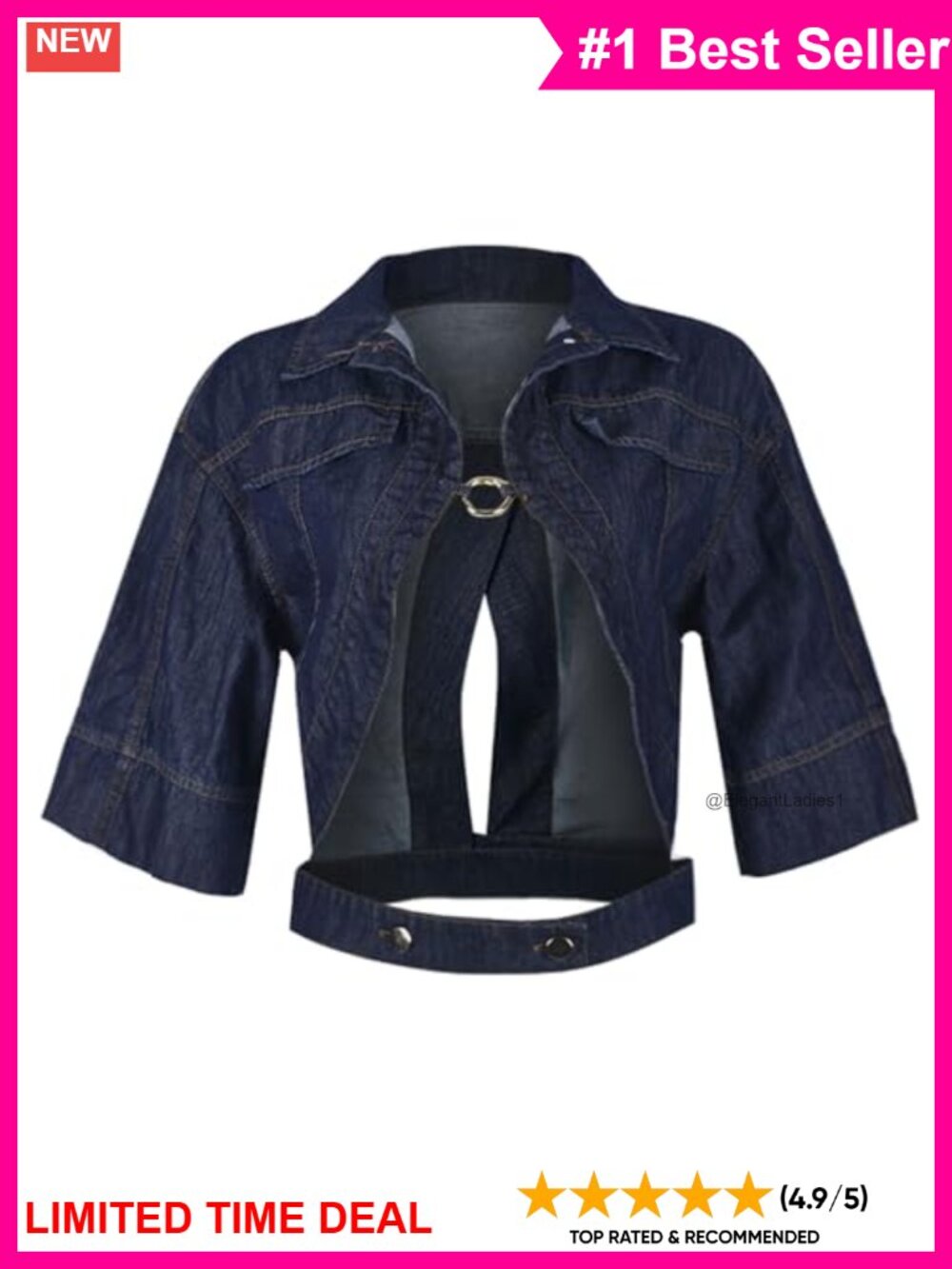 Cropped Lace-Up Jacket Short Sleeve Slim Fit Casual Coat
